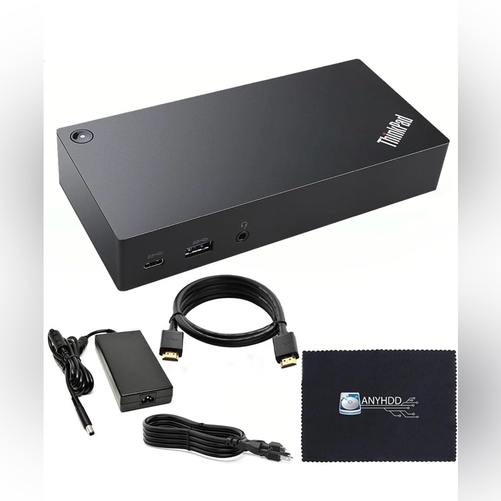 Lenovo Dock Dual Monitor Bundle Renewed 90W Adapter HDMI Cable Microfiber Cloth